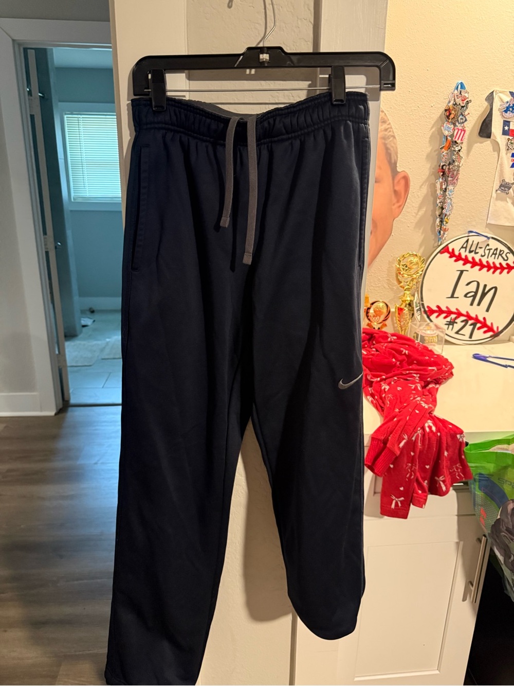 Nike Navy Sweatpants with Gray Drawstring